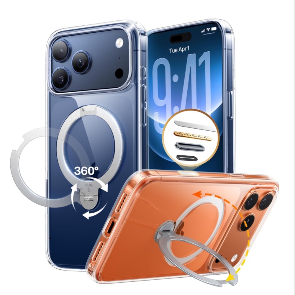 iPhone 17 PRO Protective Case with MagSafe, Ring Holder, Kickstand-CLEAR